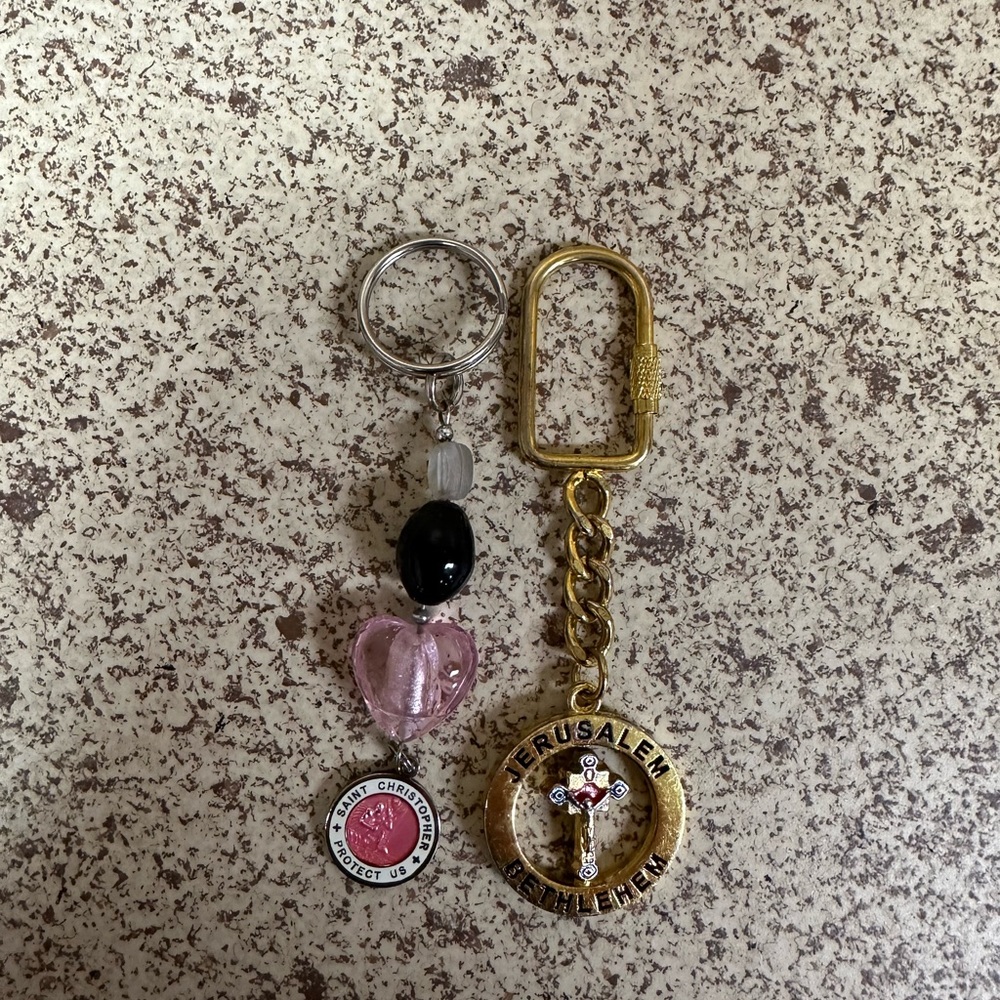 Jerusalem/Bethlehem and St. Christopher Keychains